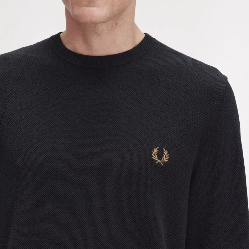 Fred Perry Pique Stitch Jumper - Black-6