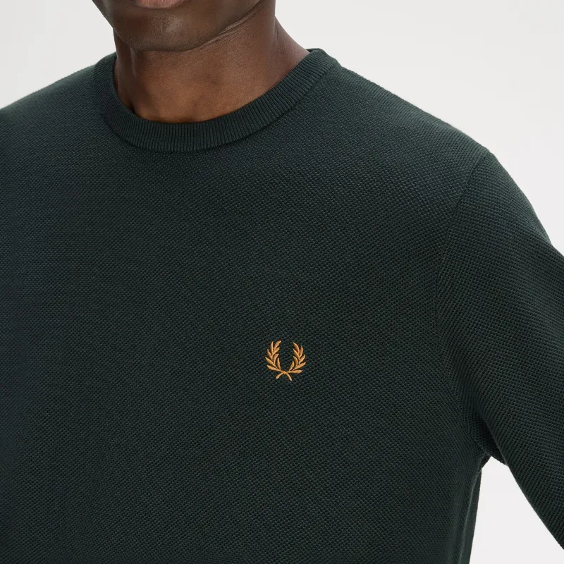 Fred Perry Pique Stitch Jumper - Night Green-3