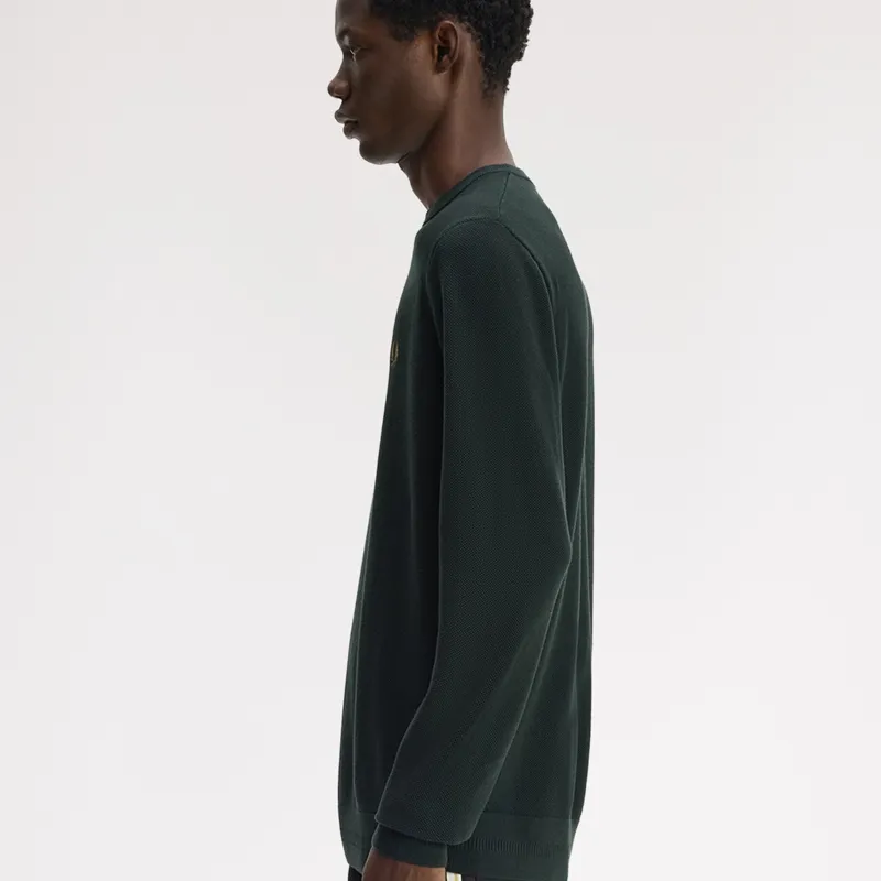 Fred Perry Pique Stitch Jumper - Night Green-5