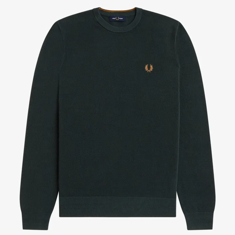 Fred Perry Pique Stitch Jumper - Night Green