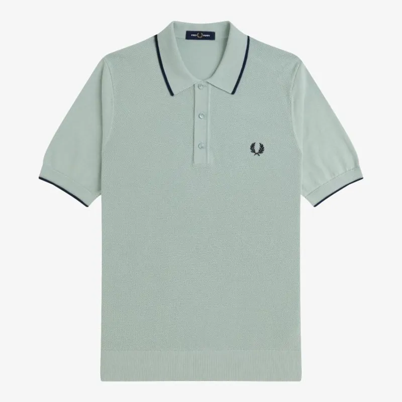Fred Perry Pique Stitch Knitted Shirt - Bayleaf