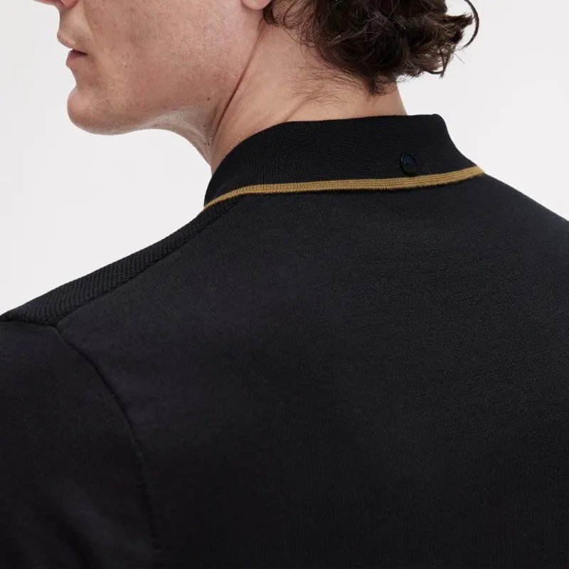 Fred Perry Pique Stitch Knitted Shirt - Black-7