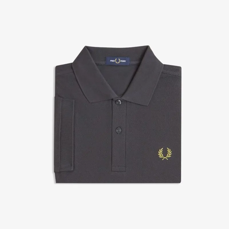 Fred Perry Plain Polo Shirt M6000 - Anchor Grey/Tennis Ball Yellow-2