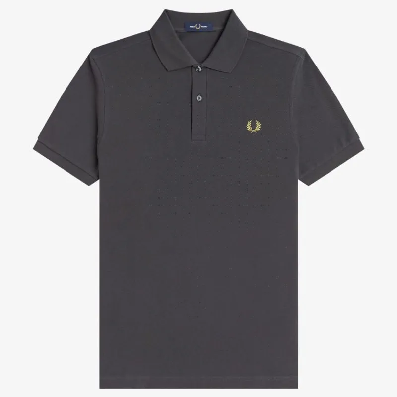 Fred Perry Plain Polo Shirt M6000 - Anchor Grey/Tennis Ball Yellow