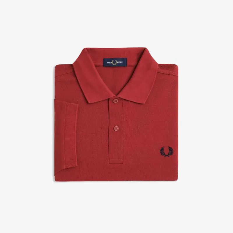 Fred Perry Plain Polo Shirt M6000 - Burnt Red/Navy-2