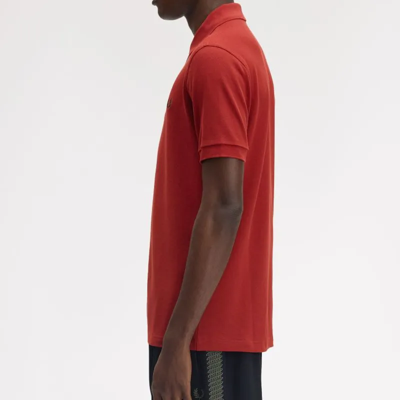 Fred Perry Plain Polo Shirt M6000 - Burnt Red/Navy-5