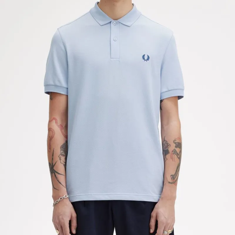 Fred Perry Plain Polo Shirt M6000 - Light Smoke/Shaded Cobalt-3