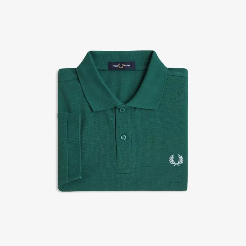 Fred Perry Plain Polo Shirt M6000 - Sport Green/Track Blue-2