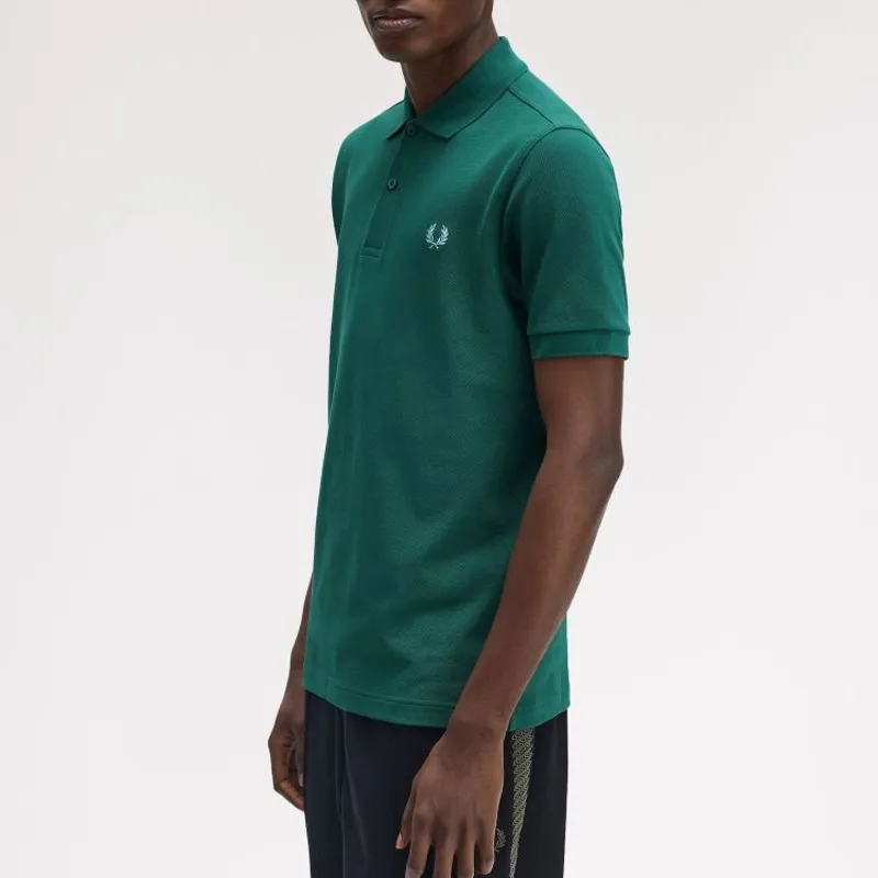 Fred Perry Plain Polo Shirt M6000 - Sport Green/Track Blue-3
