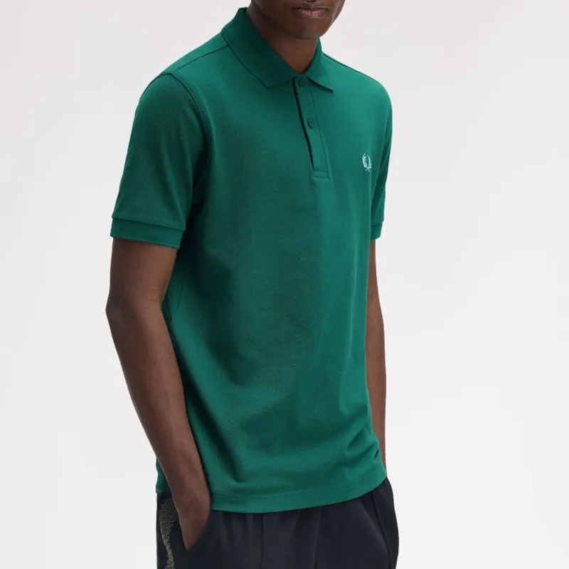 Fred Perry Plain Polo Shirt M6000 - Sport Green/Track Blue-4