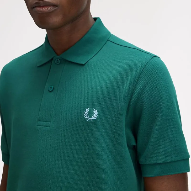 Fred Perry Plain Polo Shirt M6000 - Sport Green/Track Blue-5