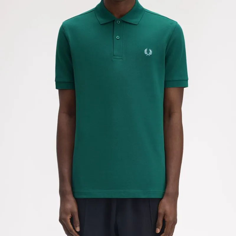 Fred Perry Plain Polo Shirt M6000 - Sport Green/Track Blue-6