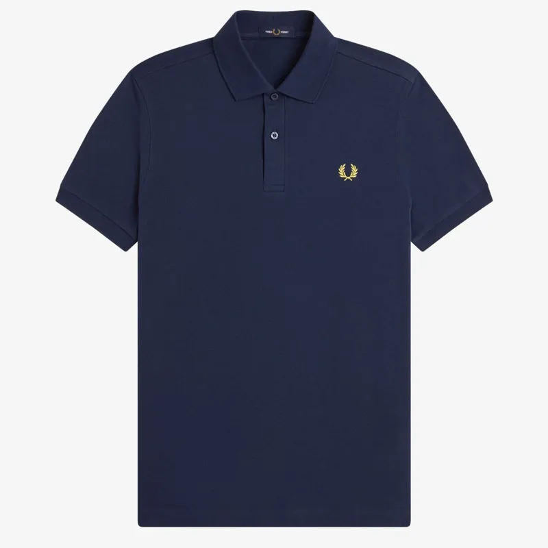Fred Perry Plain Polo Shirt M6000 - Tennis Blue/Lemon Barley
