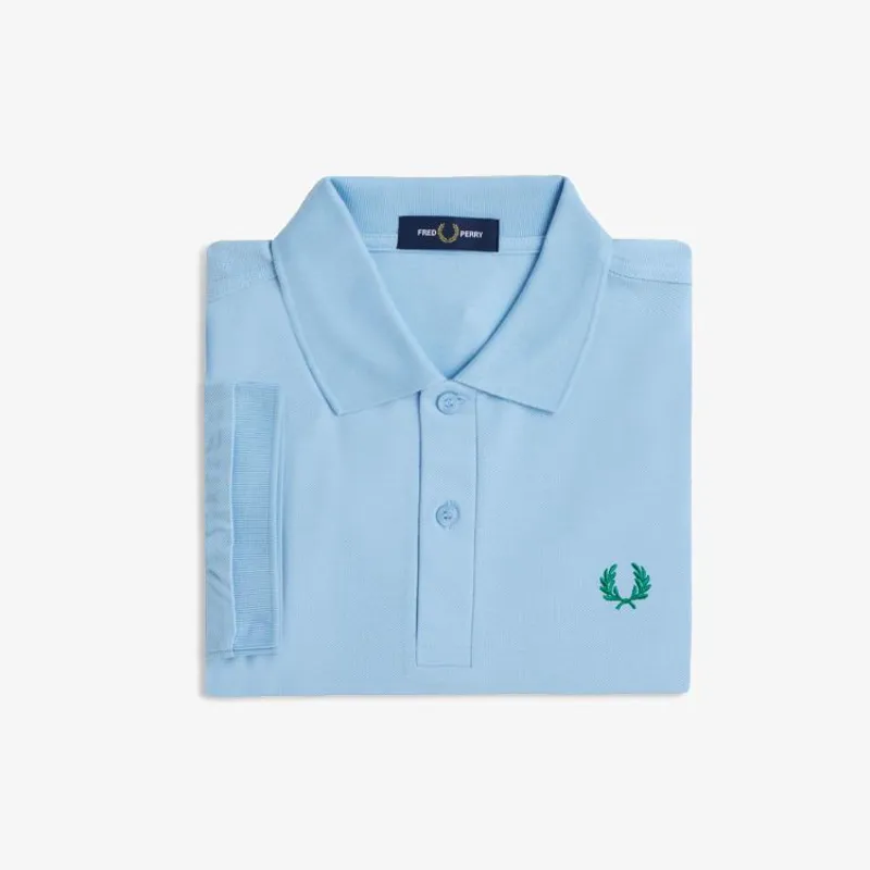 Fred Perry Plain Polo Shirt M6000 - Track Blue/Sport Green-2