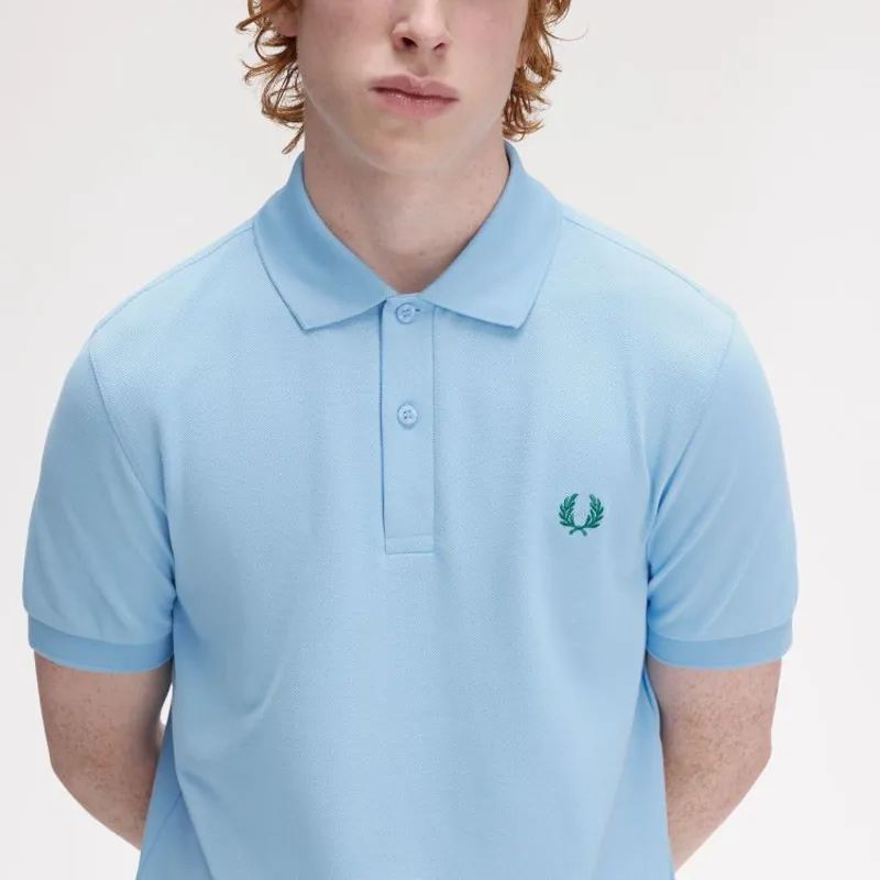 Fred Perry Plain Polo Shirt M6000 - Track Blue/Sport Green-3