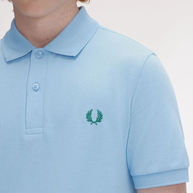 Fred Perry Plain Polo Shirt M6000 - Track Blue/Sport Green-4