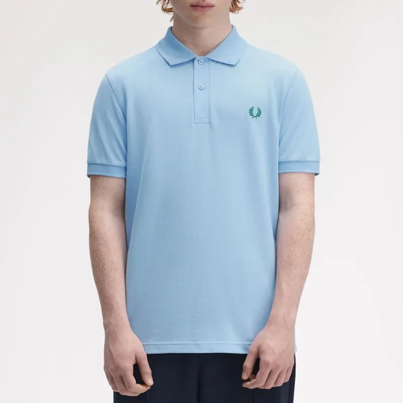Fred Perry Plain Polo Shirt M6000 - Track Blue/Sport Green-5