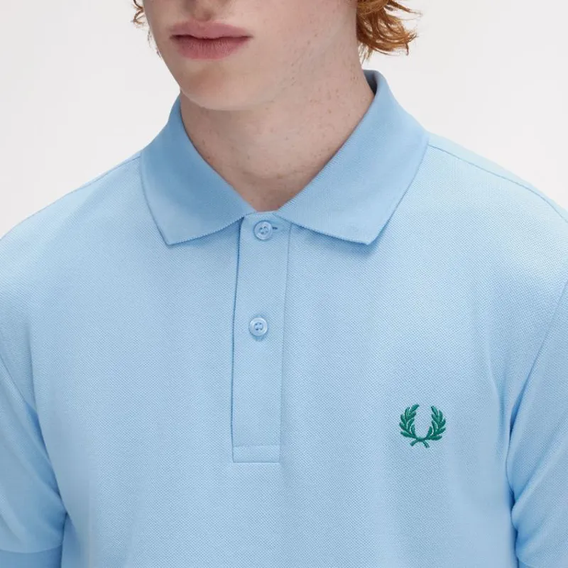 Fred Perry Plain Polo Shirt M6000 - Track Blue/Sport Green-7