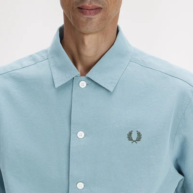 Fred Perry Pocket Detail Short Sleeve Shirt - Stockport Blue-2