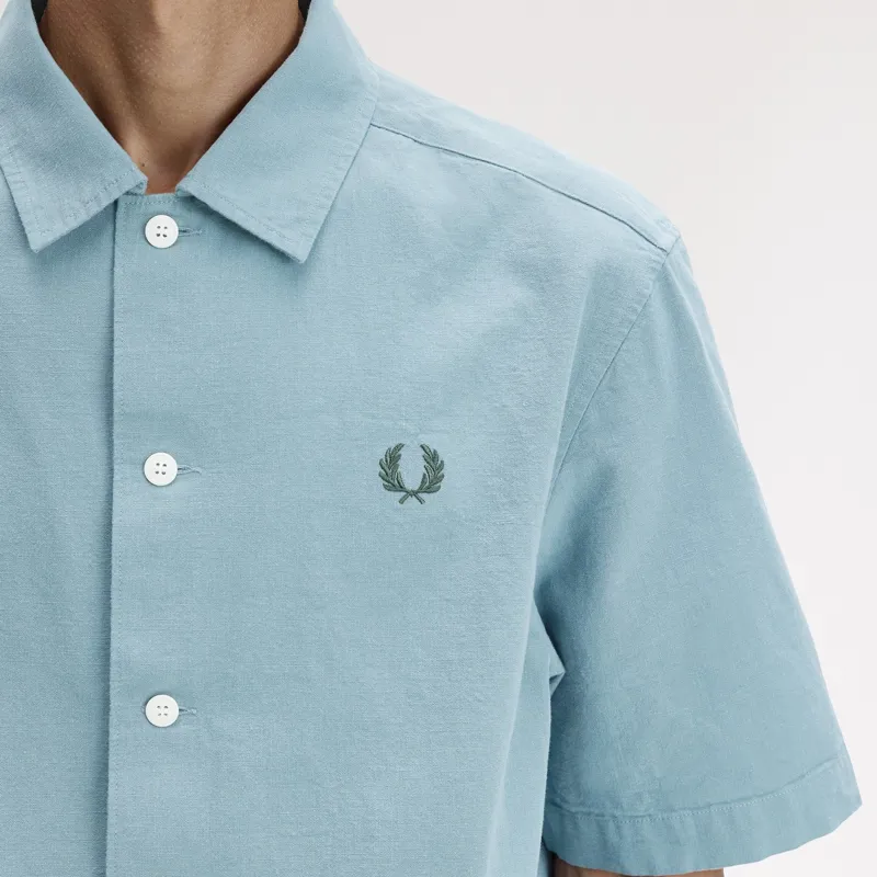 Fred Perry Pocket Detail Short Sleeve Shirt - Stockport Blue-3