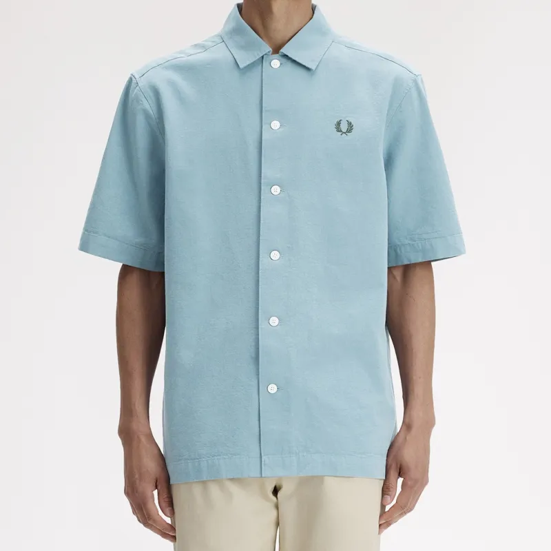 Fred Perry Pocket Detail Short Sleeve Shirt - Stockport Blue-4