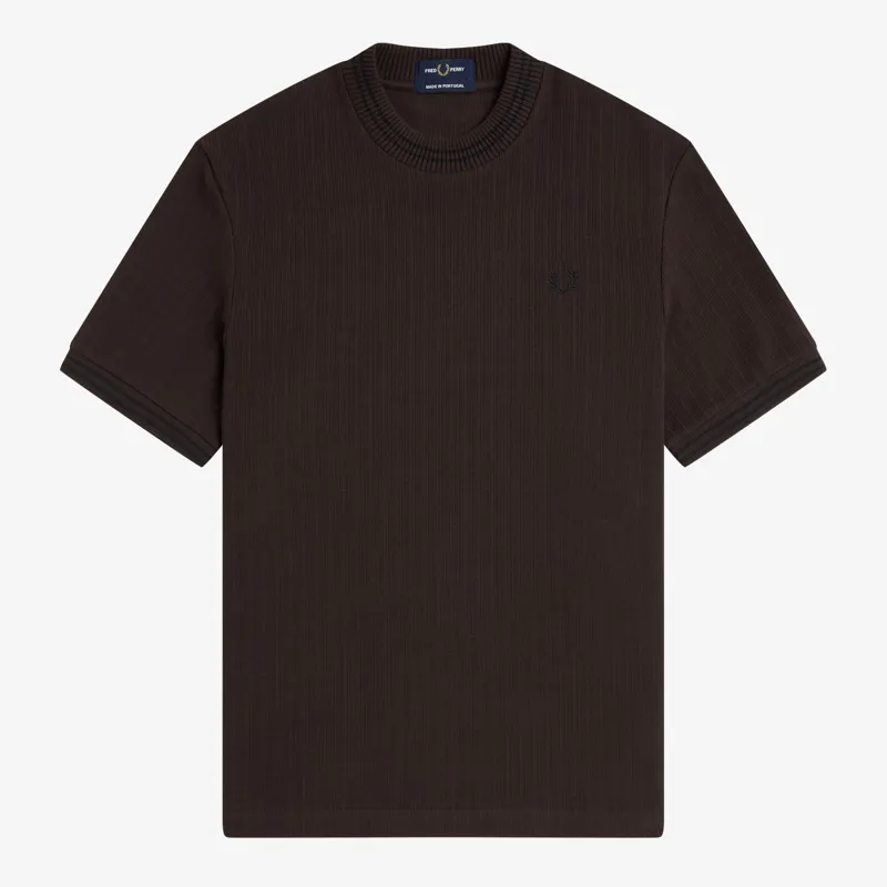 Fred Perry Ribbed Jersey T-Shirt - Rich Brown