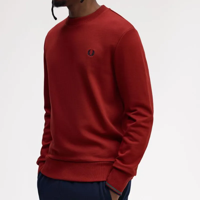 Fred Perry Sweatshirt - Burnt Red/Sport Green/Navy-2