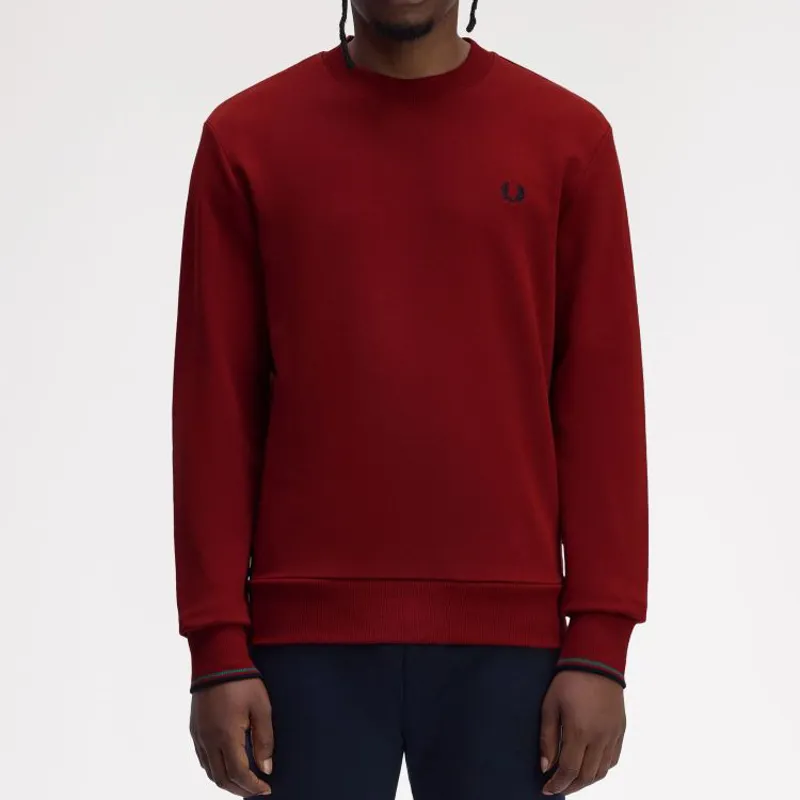 Fred Perry Sweatshirt - Burnt Red/Sport Green/Navy-5