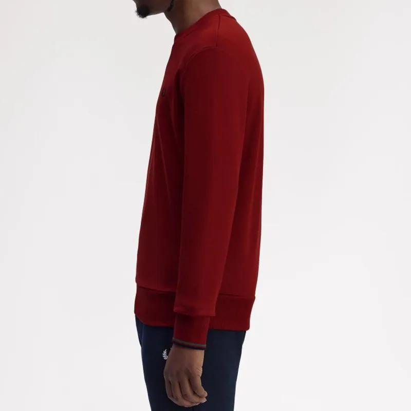 Fred Perry Sweatshirt - Burnt Red/Sport Green/Navy-6