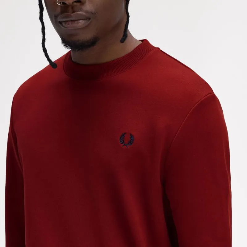 Fred Perry Sweatshirt - Burnt Red/Sport Green/Navy-7