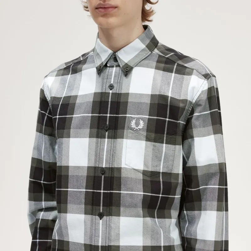 Fred Perry Tartan Shirt - Light Ice-3