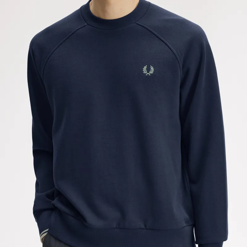 Fred Perry Tipped Crewneck Sweatshirt - Dark Airforce-2