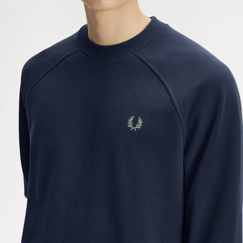 Fred Perry Tipped Crewneck Sweatshirt - Dark Airforce-3