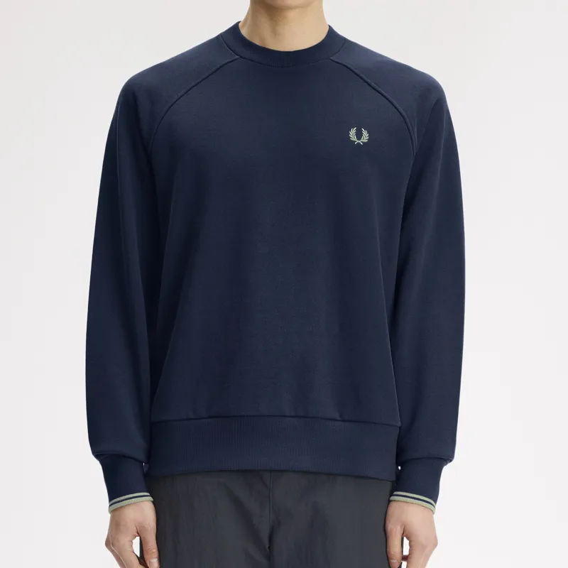 Fred Perry Tipped Crewneck Sweatshirt - Dark Airforce-4