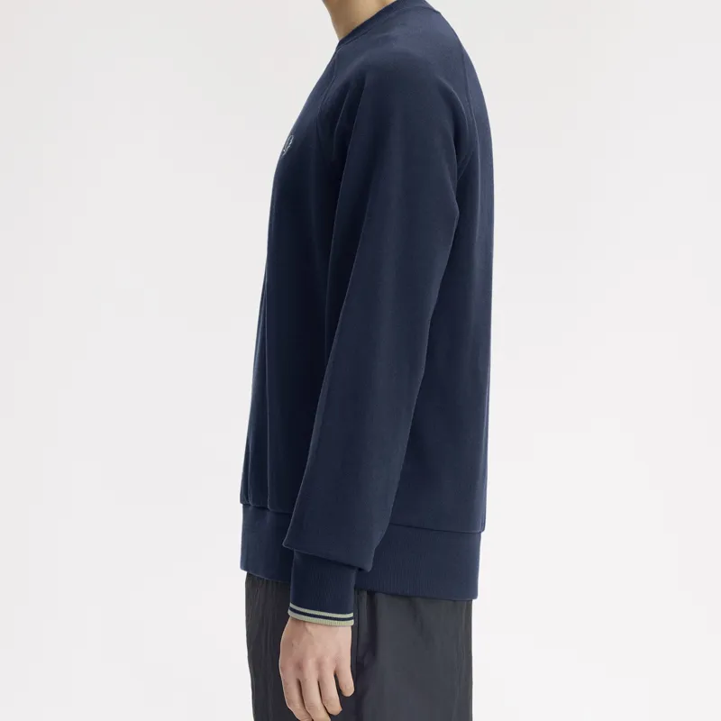 Fred Perry Tipped Crewneck Sweatshirt - Dark Airforce-5