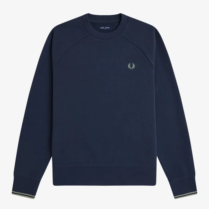 Fred Perry Tipped Crewneck Sweatshirt - Dark Airforce
