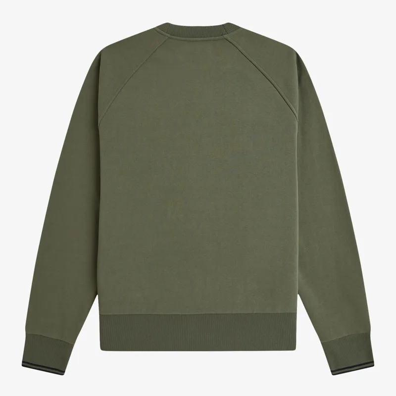 Fred Perry Tipped Crewneck Sweatshirt - Laurel Wreath Green-1