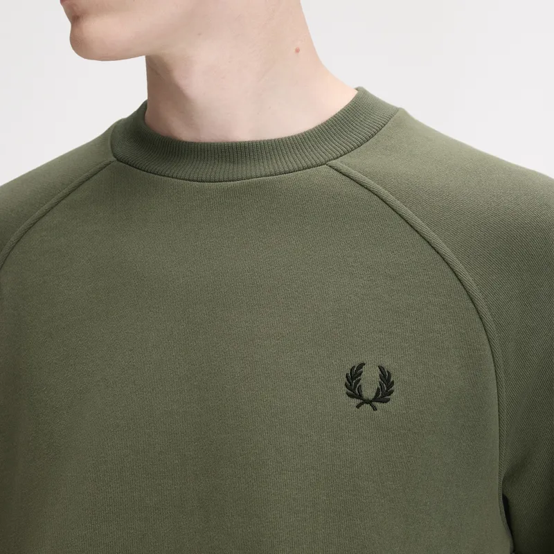 Fred Perry Tipped Crewneck Sweatshirt - Laurel Wreath Green-4