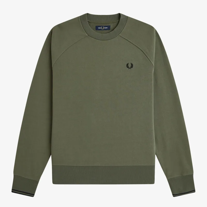 Fred Perry Tipped Crewneck Sweatshirt - Laurel Wreath Green