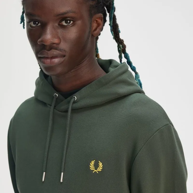 Fred Perry Tipped Hooded Sweatshirt - Court Green-2