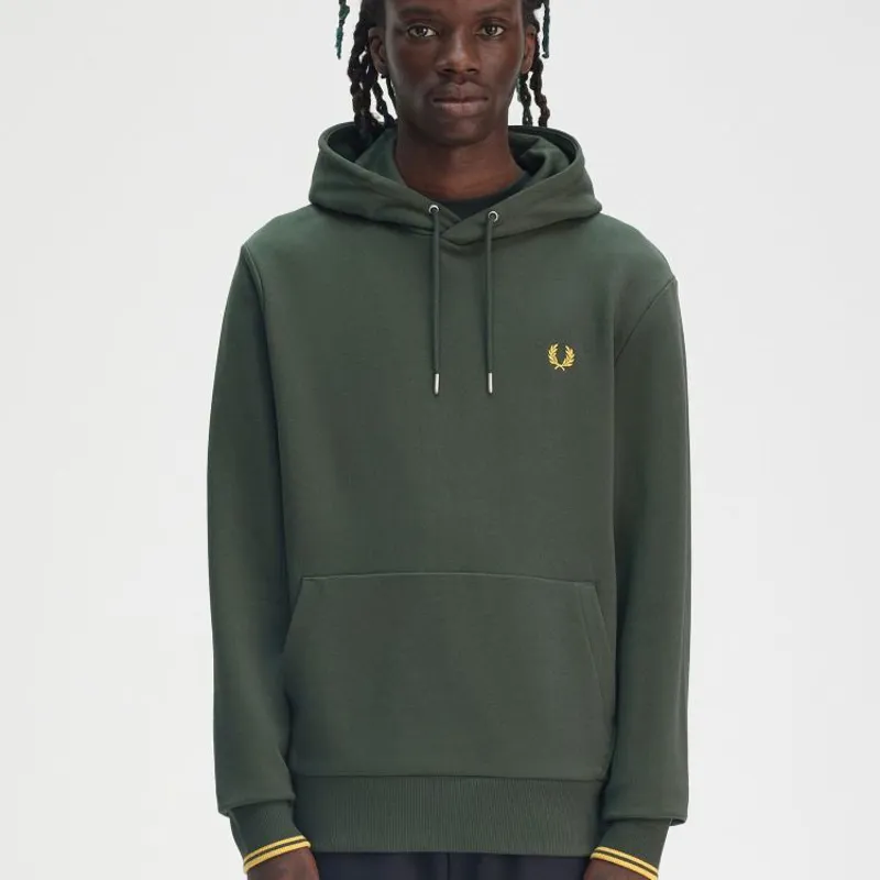 Fred Perry Tipped Hooded Sweatshirt - Court Green-3