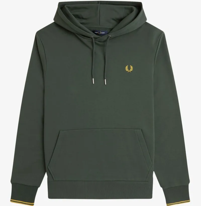 Fred Perry Tipped Hooded Sweatshirt - Court Green