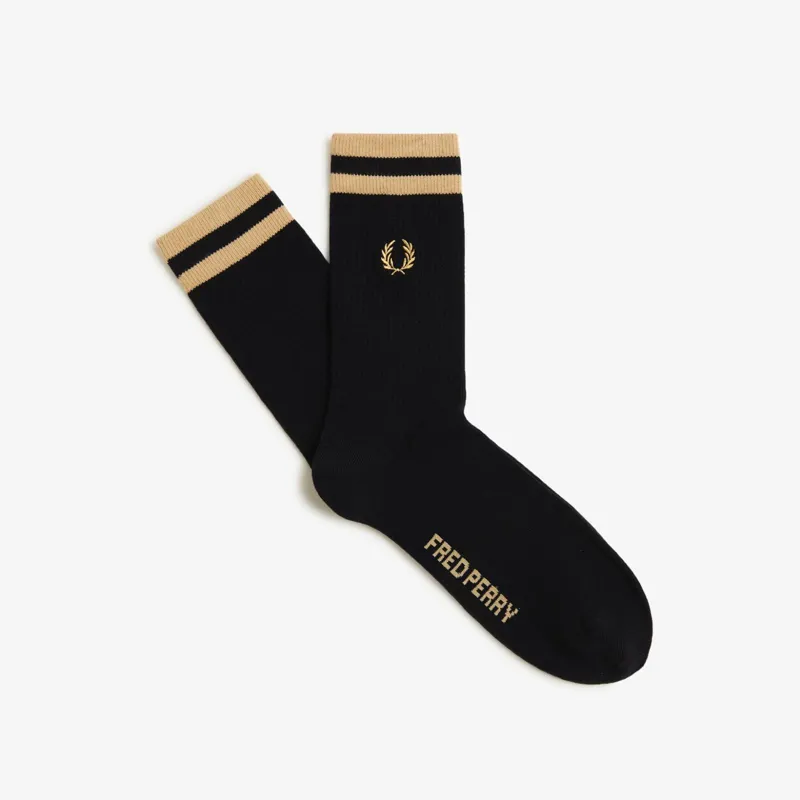 Fred Perry Tipped Sports Sock - Black/Champagne