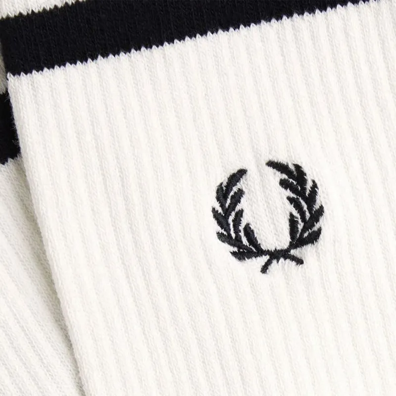 Fred Perry Tipped Sports Socks - Snow White/Black-1