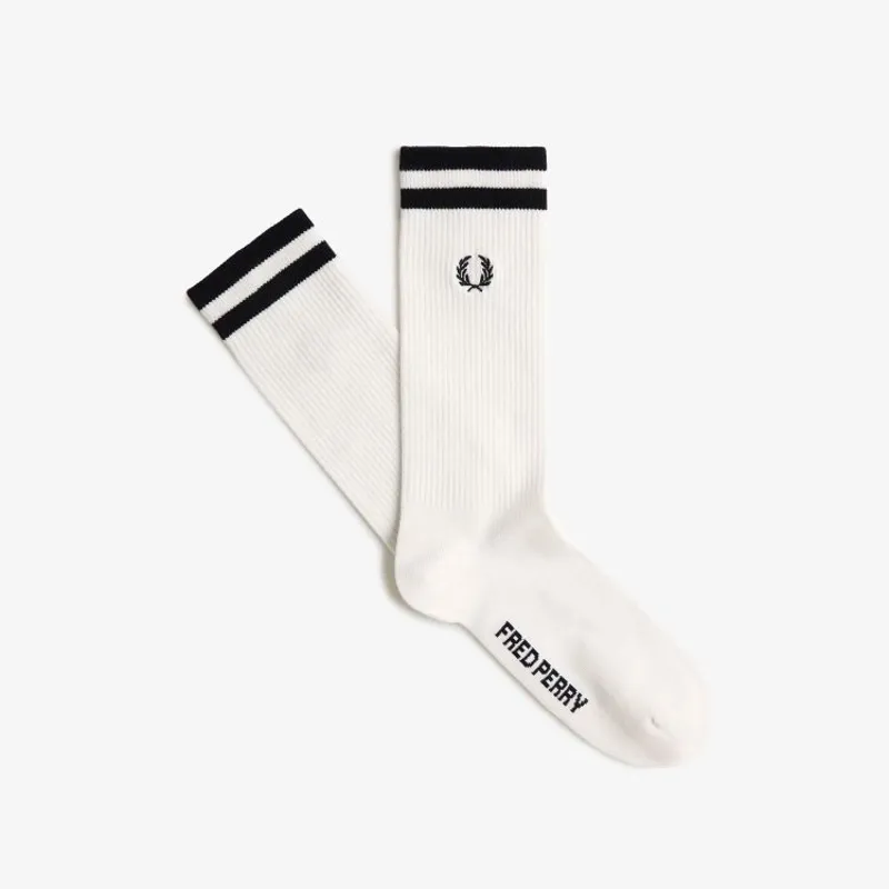 Fred Perry Tipped Sports Socks - Snow White/Black