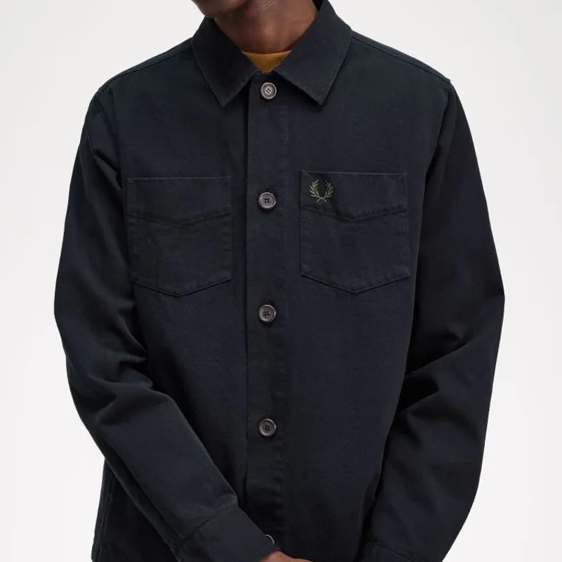 Fred Perry Twill Overshirt - Black-2
