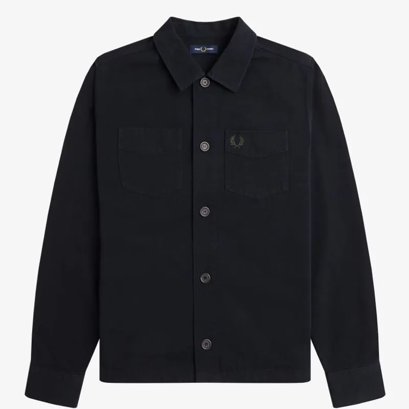 Fred Perry Twill Overshirt - Black