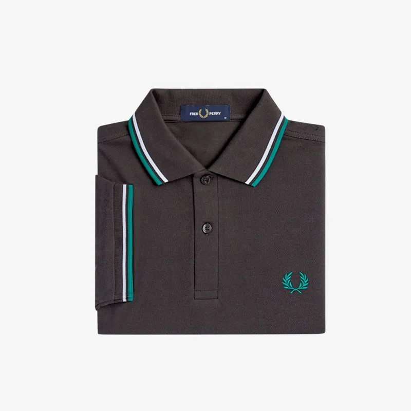 Fred Perry Twin Tipped Polo Shirt M3600 - Anchor Grey/Light Ice/Sport Green-2