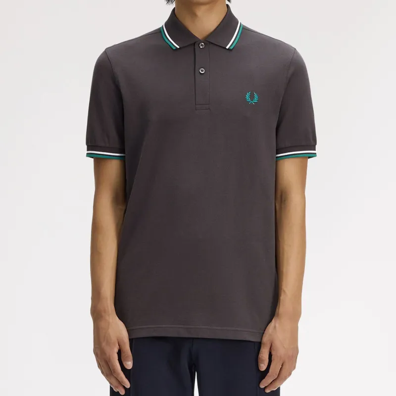 Fred Perry Twin Tipped Polo Shirt M3600 - Anchor Grey/Light Ice/Sport Green-3