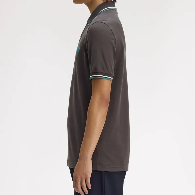 Fred Perry Twin Tipped Polo Shirt M3600 - Anchor Grey/Light Ice/Sport Green-4